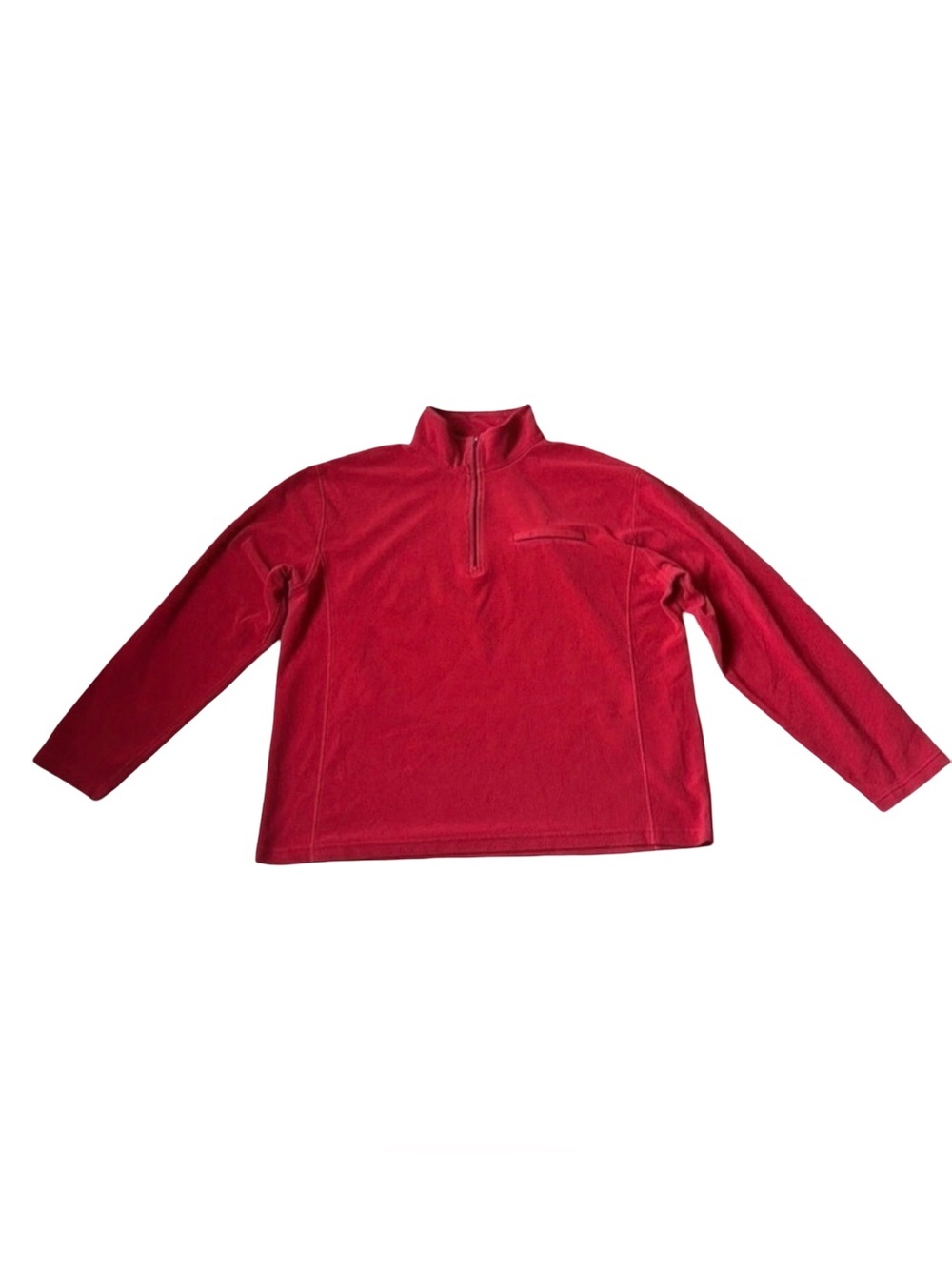 LL Bean Quarter Zip Fleece Pullover Mens XL Red Pocket Sweater Jacket 0BKU3